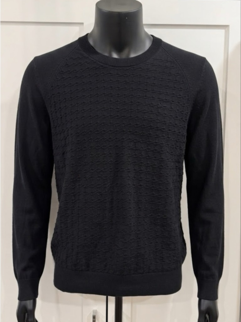 Michael Kors 100% cotton Men's Black Textured Crewneck Sweater